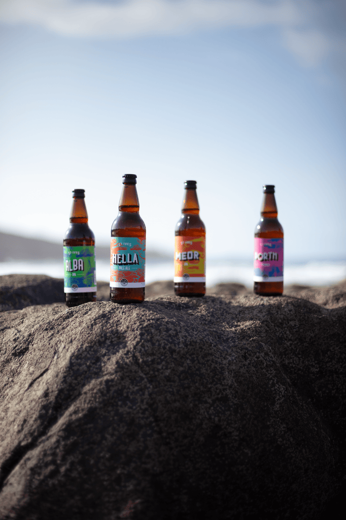 Dive into our core range: Meor IPA, Alba IPA, Porth Pilsner, and Hella Pale Ale